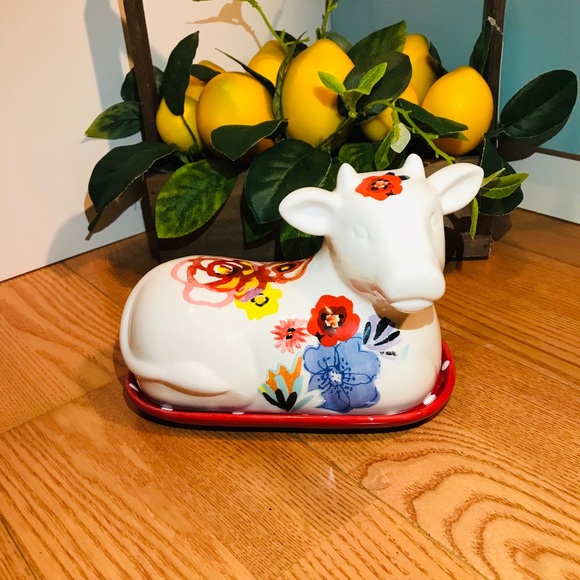 Pioneer Woman Flea Market Cow butter dish polka - Picture 5 of 6